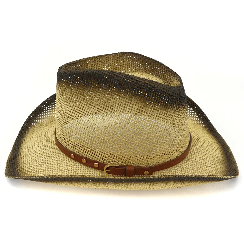 Sun Hat Man Summer Cowbay  Panama Straw Casual Beach Wide Brim Outdoor Cap Accessory (9)