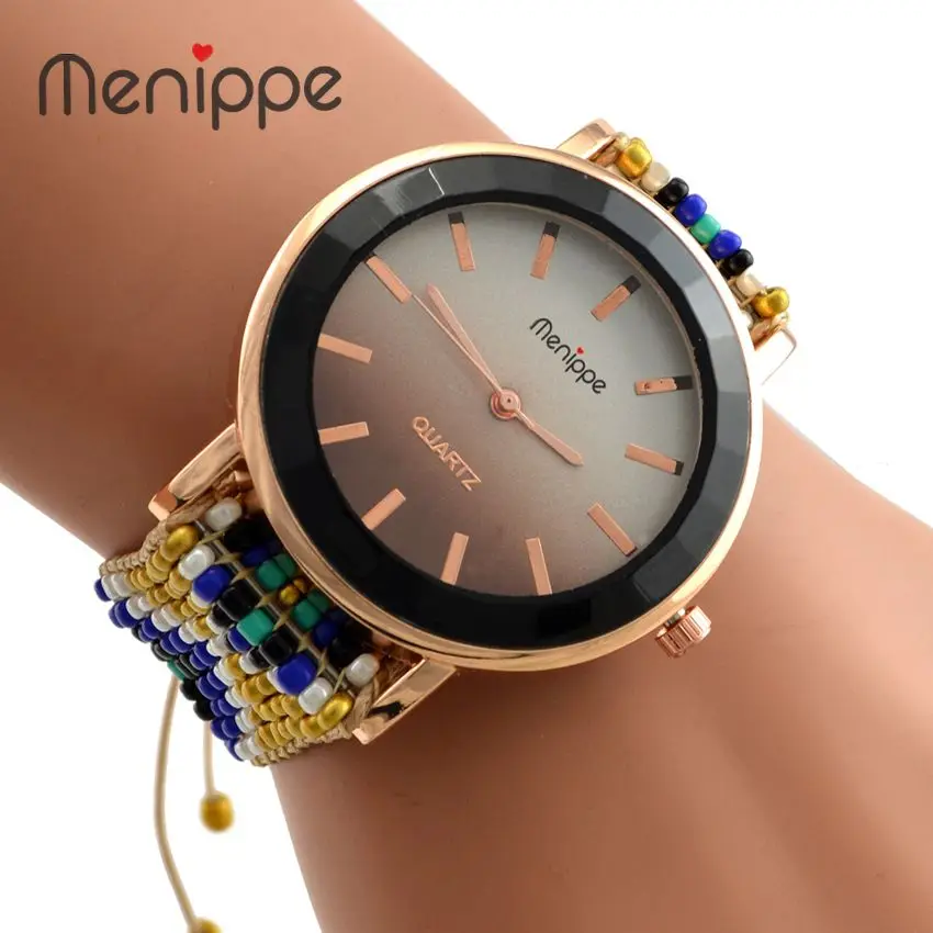 

2017 Handmade Rope Bracelet Watches Women Knitted Colorful Quartz Shell Watch Casual Bracelet Woman Dress Wristwatch reloj mujer
