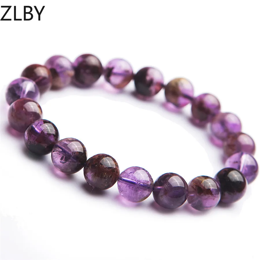 

Genuine Natural Purple Phantom Quartz Round Stone Bead Women Healing Charm Crystal Bracelet 11mm