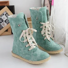 Big size 34-43 Winter shoes Women boots Flat with warm shoes 4 color Black/Blue/Khaki/Pink Short Plush Rubber boots