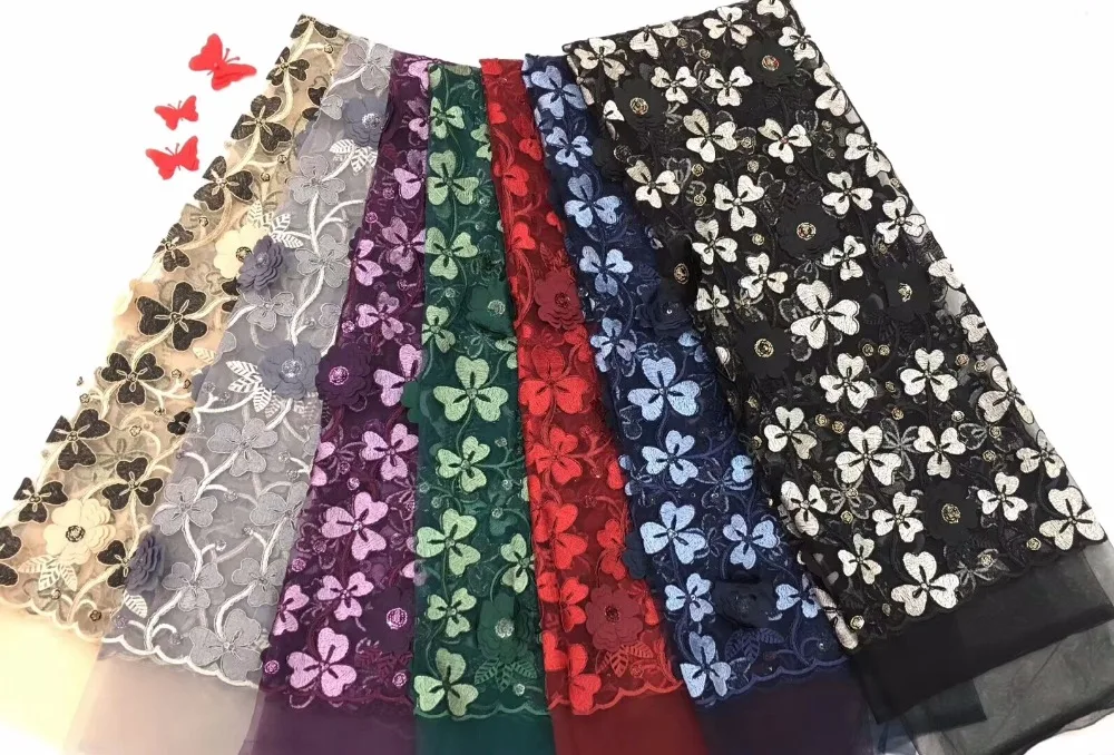 African Sequin Lace Fabric High Quality Glitter Mesh Free Shipping 3d Embroidered Swiss dcf9-19 | Дом и сад