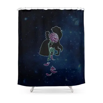 

BEAUTY AND THE BEAST Shower Curtain Waterproof Polyester Fabric Bathroom Decor Multi-Size Printed Shower Curtain with 12 Hooks
