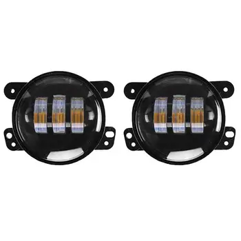 

4" Inch Amber Yellow 60W LED Fog Lights For Jeep Wrangler 97-2018 JK TJ LJ Off Road Fog Lamps