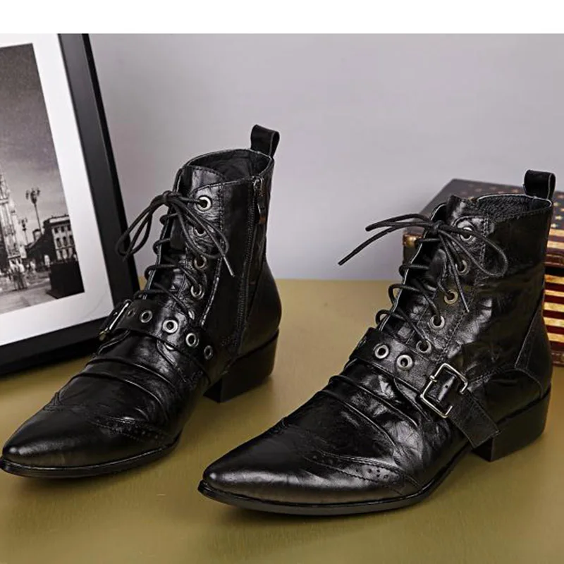 Moto Hommes Bottes Court De Batzuzhi 46 Noir Cuir Nouveaux HommesEu38 Cheville En Up Boucle Sangle Pointu Laçage Bout Concepteur tQrdxshC