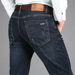 Черные толстые джинсовые хлопчатобумажные джинсы Военная униформа новый дизайнер для мужчин полной длины джинсовые брюки плед Модные