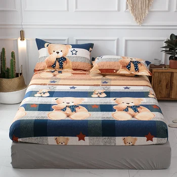 

Russian size 3Pcs 160X200cm 100% Cotton Sanding Soft Warm Fitted Sheet with Elastic All Around Chic Bed sheet set Pillow shams