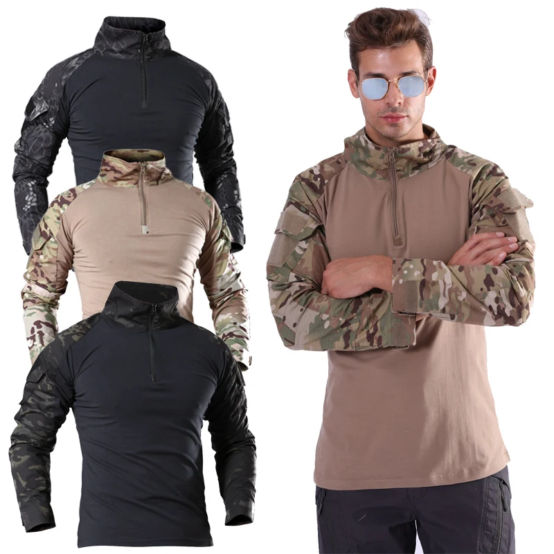 

Outdoor Long Sleeve Camouflage Hunting T-shirt Polera Tactica Military Camping Shirts Tactical Army Uniform