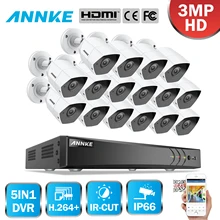 ANNKE Full HD 16CH 1920*1536 система видеонаблюдения 16 шт. 3MP цилиндрическая камера видеонаблюдения инфракрасный наружный водонепроницаемый 3MP комплект видеонаблюдения