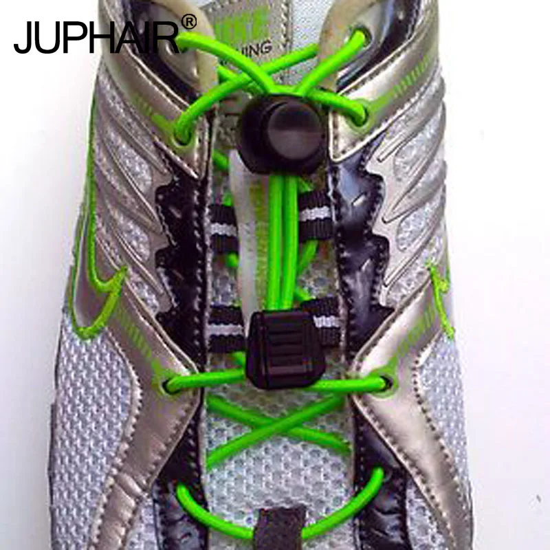 

JUP50 Pair New No Tie Locking Shoelaces Trainer Sports Fitness Athletic Sneaks Shoe Laces Multicolor Laces Black Buckle Elastic