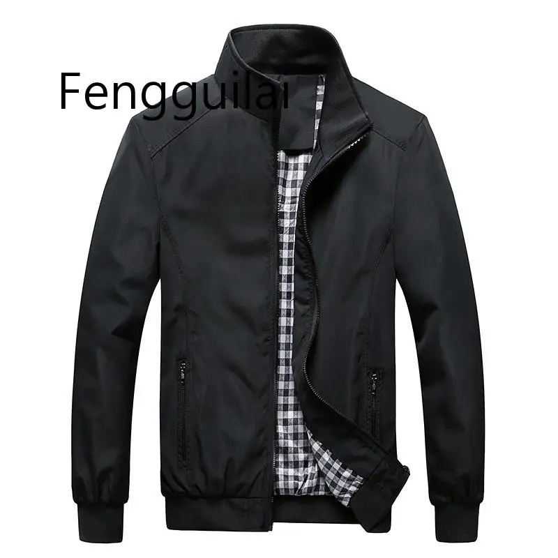 

Quality Bomber Solid Casual Jacket Men Spring Autumn Outerwear Mandarin Sportswear Mens Jackets for Male Coats M-5XL 6XL 7XL