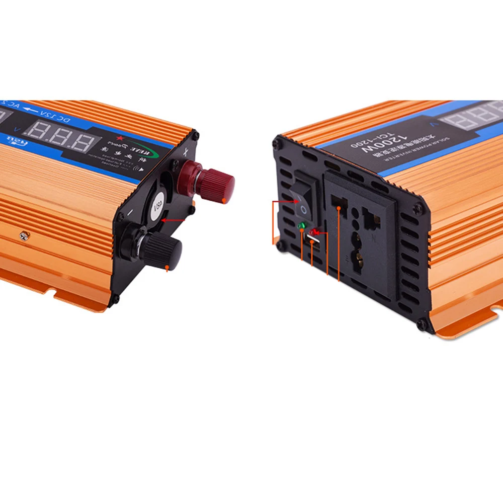 1200W Car inverter 12 V 220 V Voltage Converter 12v to 220v Car Charger Volts display CY892