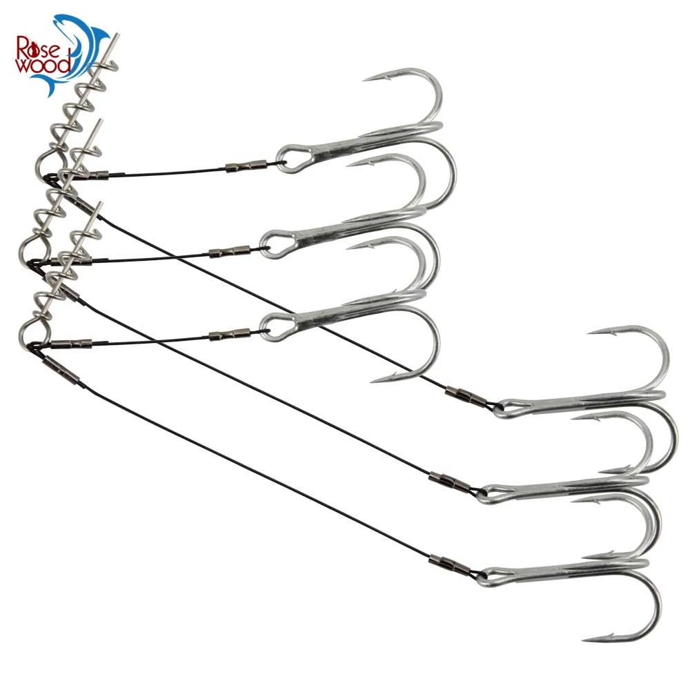 

RoseWood 1pcs Double Fishing Hooks Set Durable Fishhooks Carp Fishing Barbed Hook Ocean River Lake For Big Soft Shad