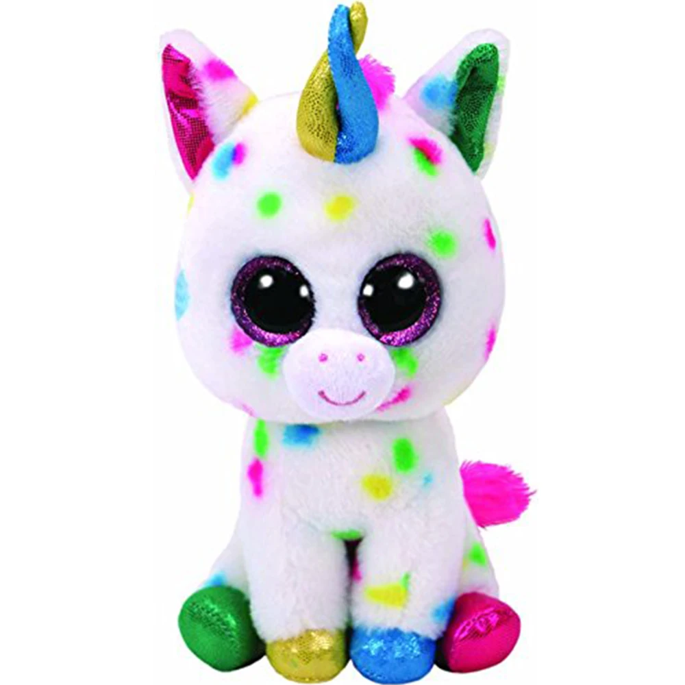 

Pyoopeo Ty Boos 6" 15cm Harmonie the Unicorn Plush Regular Big-eyed Stuffed Animal Collectible Doll Toy with Heart Tag