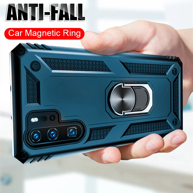 

Luxury Armor Shockproof Case On The For Huawei P30 Pro P Smart 2019 Soft Bumper Case For Huawei Honor 10 P30 Lite Ring Case