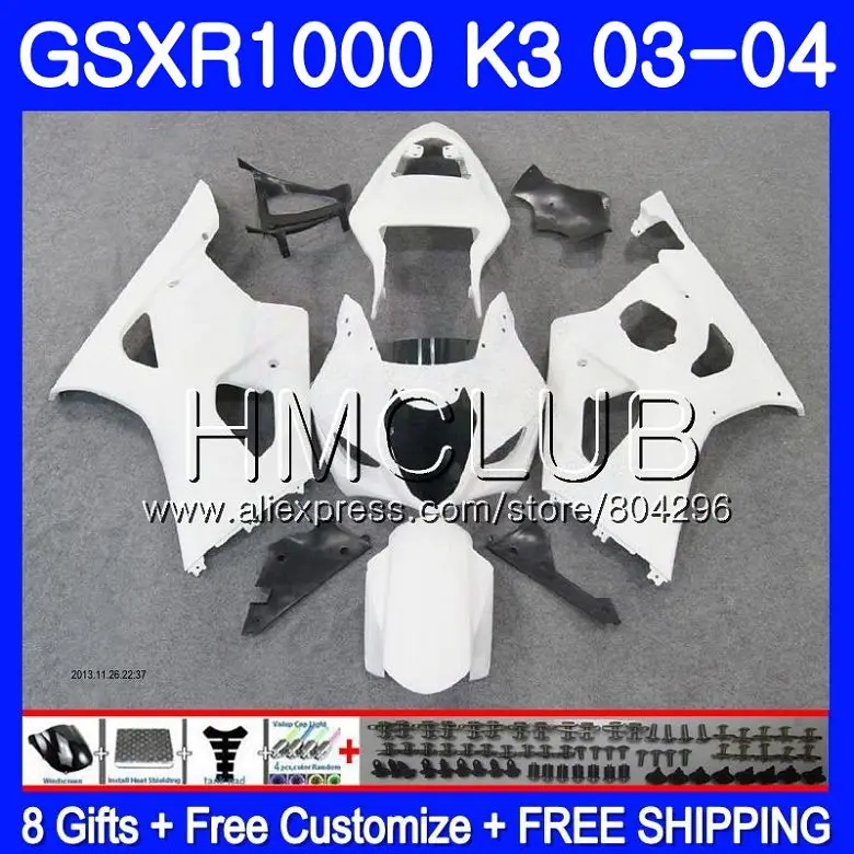 

Gloss white Body For SUZUKI GSXR-1000 GSXR1000 03 04 Bodywork 32HM.15 GSX-R1000 GSX R1000 03 04 K3 GSXR 1000 2003 2004 Fairing