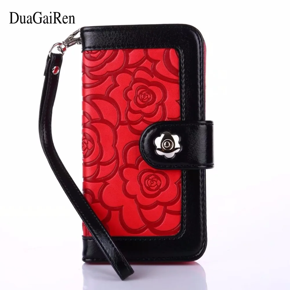DuaGaiRen 3D Camellia Flower Phone Case For iPhone 6 6S 7Plus 8 8Plus X Fashion Card Slot Flip Leather |