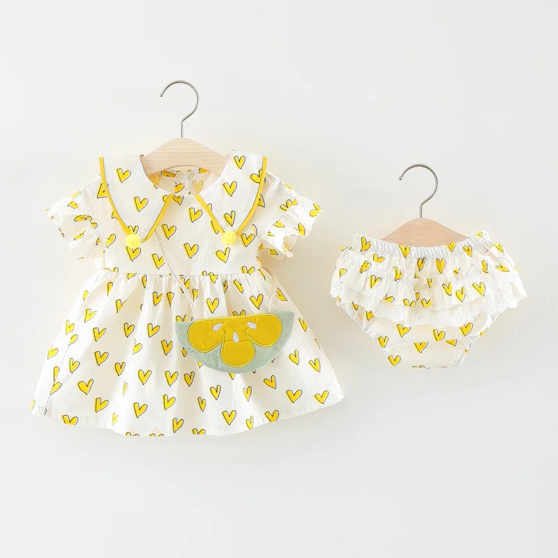 

2019 new style love prints cotton cute girl clothing set summer fashion baby outfits