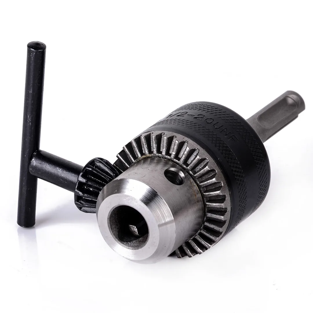 New Metal Rotary Hammer Drill Chuck Adapter 1.5-13mm 1/2 inch - 20UNF High Precision Thread With SDS Plus + Key Kit