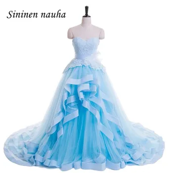 

Light Blue Evening Formal Dresses Long Sweetheart Lace A Line Tulle Women Prom Party Dress Vestidos De Festa Robe De Soiree 266