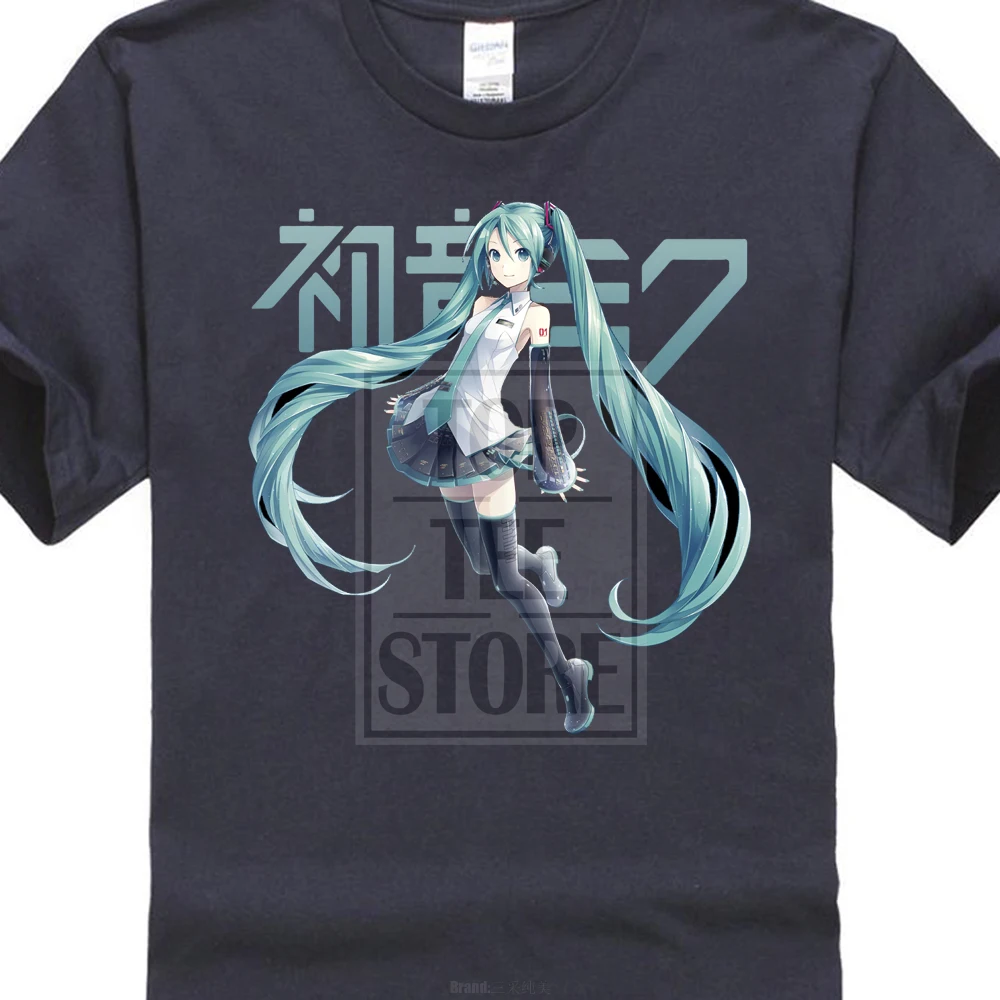 Новинка; Лидер продаж! Vocaloid Hatsune Miku аниме футболка Размеры M до 2Xl - Цвет: Тёмно-синий