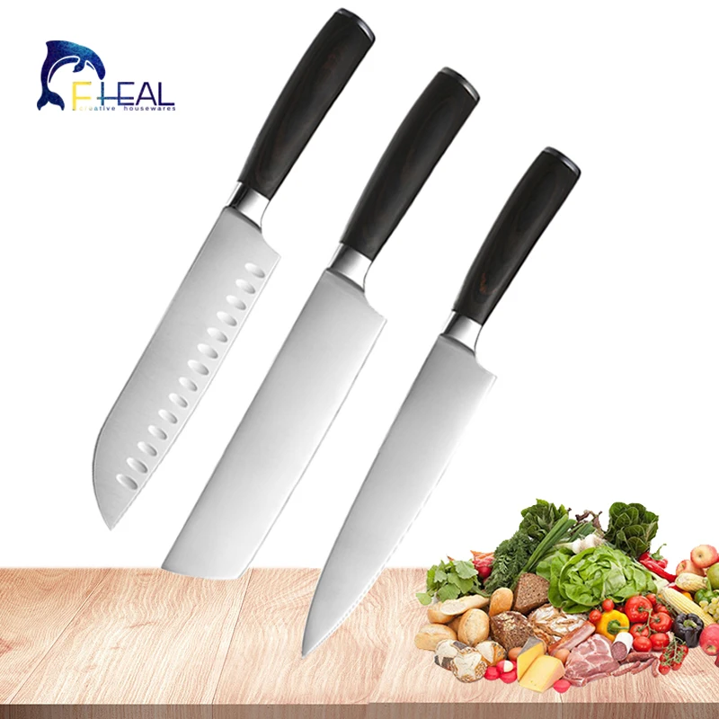 FHEAL 7/8 дюймов японские кухонные ножи из высокоуглеродистой нержавеющей стали нож