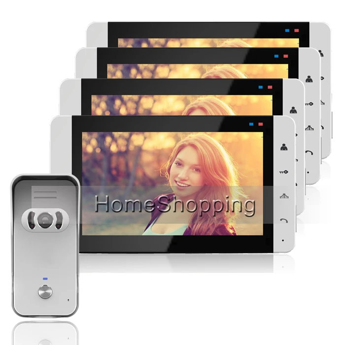 

FREE SHIP New 7 inch Video Door Phone Intercom Audio System Kit Set + 4 White Monitor + IR Night Vision Outdoor Camera In Stock