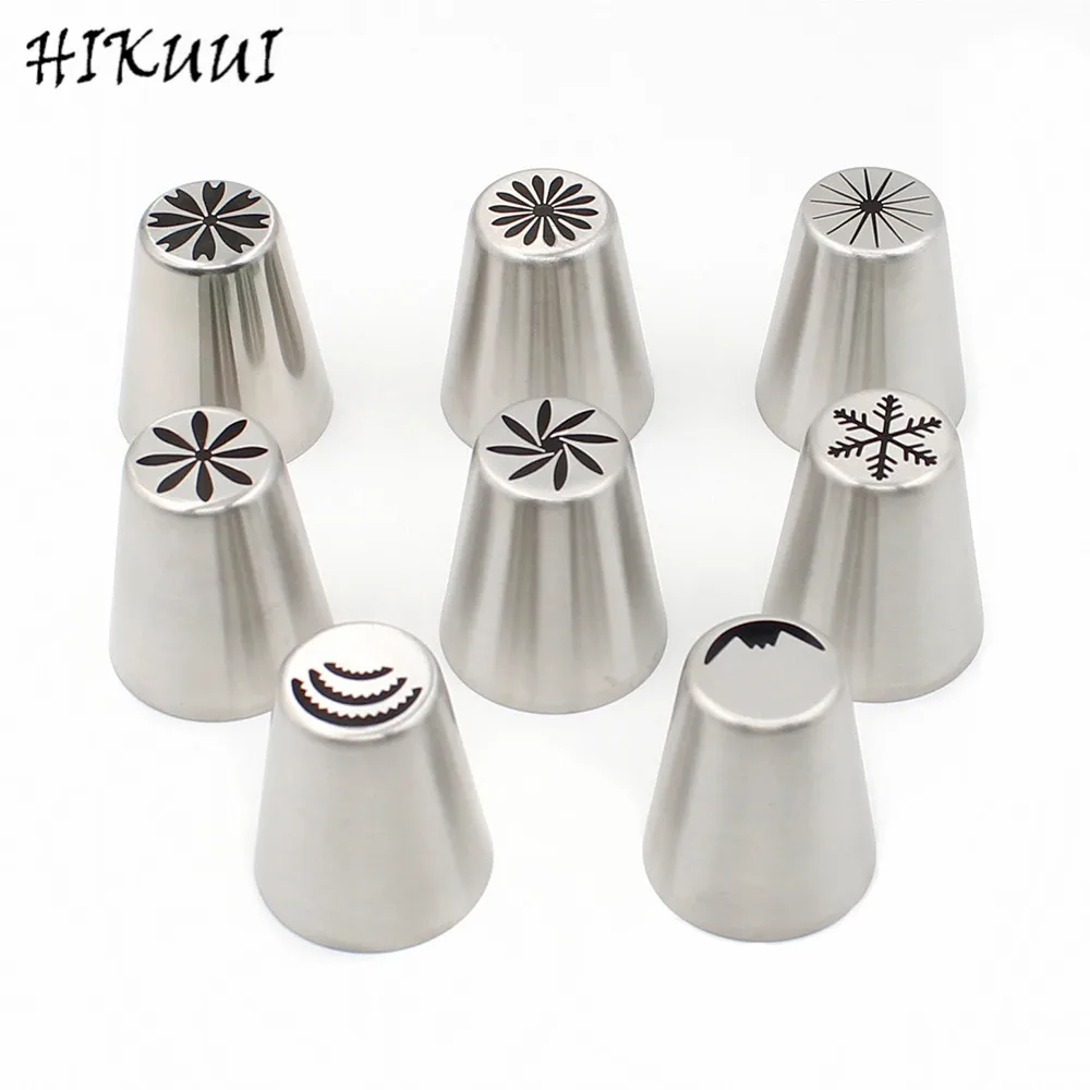 8pcs Kitchen Baking Pastry Tools Set Russian Nozzles Cake Decorating