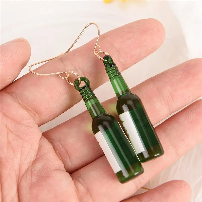 

Elegant Women's Fashion Handmade Resin Wine Bottle Dangle Earring Personality Party Earring