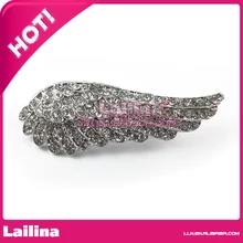 Envío libre 48mm Plata Rhinestone Del Ala Del Ángel Broche Para El Partido/Evento/de La Boda