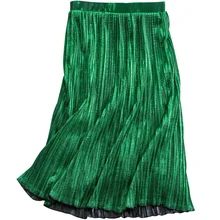 Горячая Распродажа Женская мода Blingbling универсальная плиссированная юбка женская размера плюс XXXL зеленая Осенняя летняя узкая юбка Saia