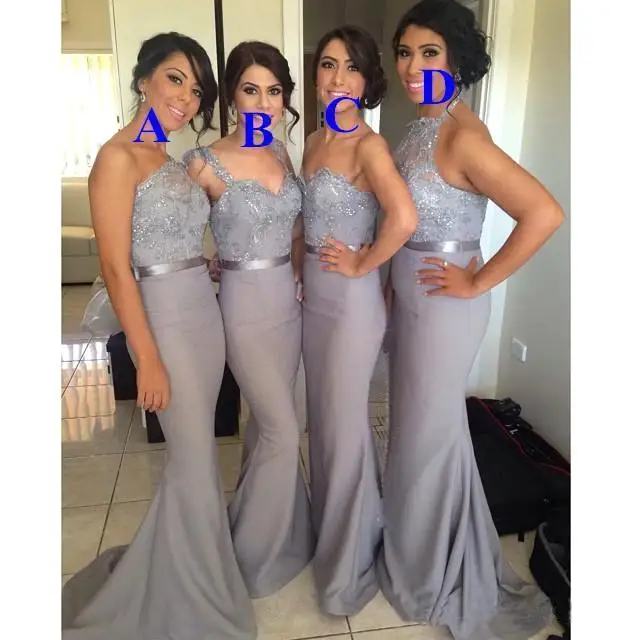 Vestidos De Madrinha Gray Mermaid Long Bridesmaid ...