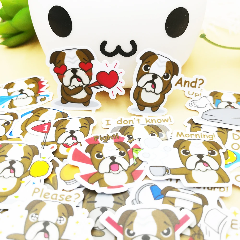 

20/40pcs Creative Cute Pug Scrapbook Paper Decorative Stickers DIY Craft Album Random Not Repeat