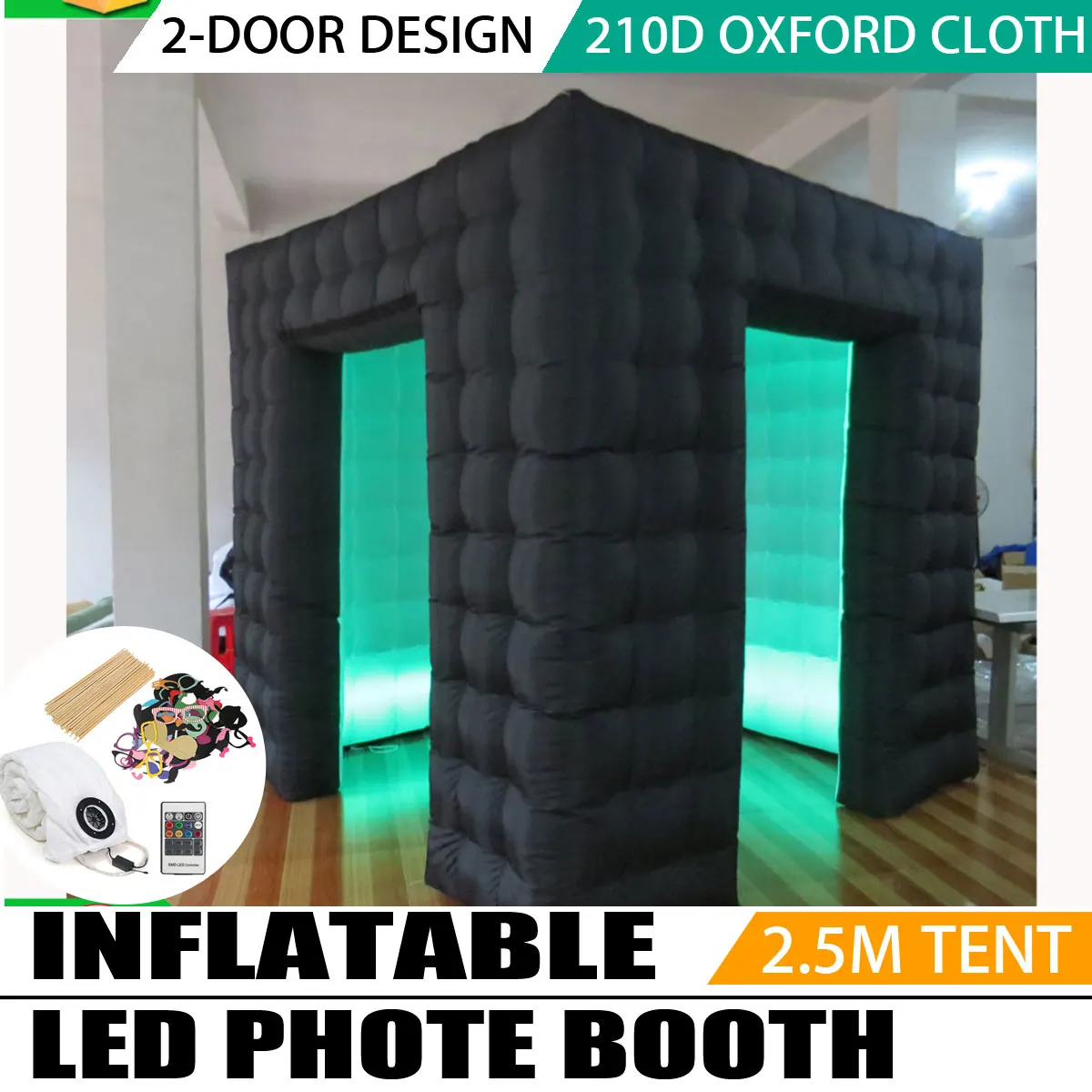 

2.5*2.5*2.5M Portable Inflatable Photo Cabin Inflatable Cube Tent Led Inflatable Photo Booth With Air Pump for Wedding Party