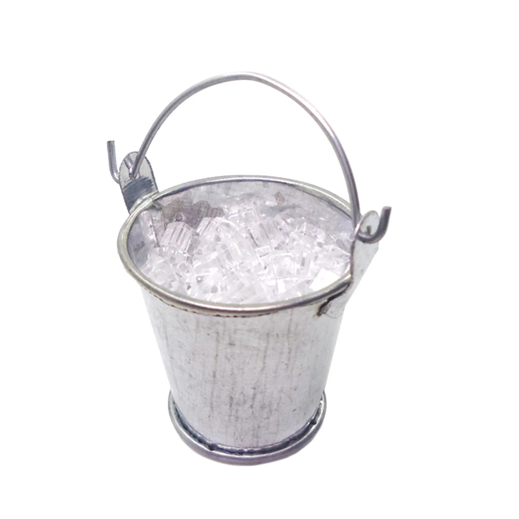 1/12 Dollhouse Miniature Bucket of Ice Set for Dolls Room Living Room Ornament Kit Collectibles