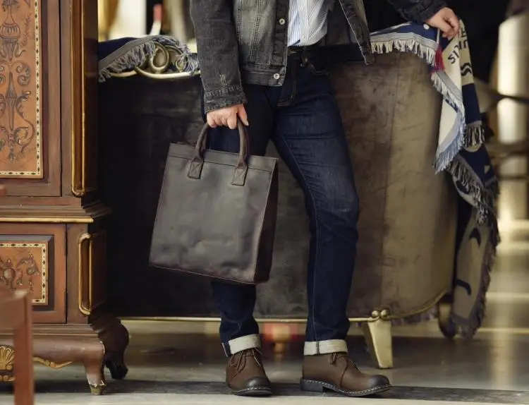 Enveloppe Homme Casual Original Crazy D'épaule Verticale Main Véritable Hommes tout Cuir D'affaires Fourre Horse Sac Coffee black 100 En À Vintage brown xIdz7qIZw