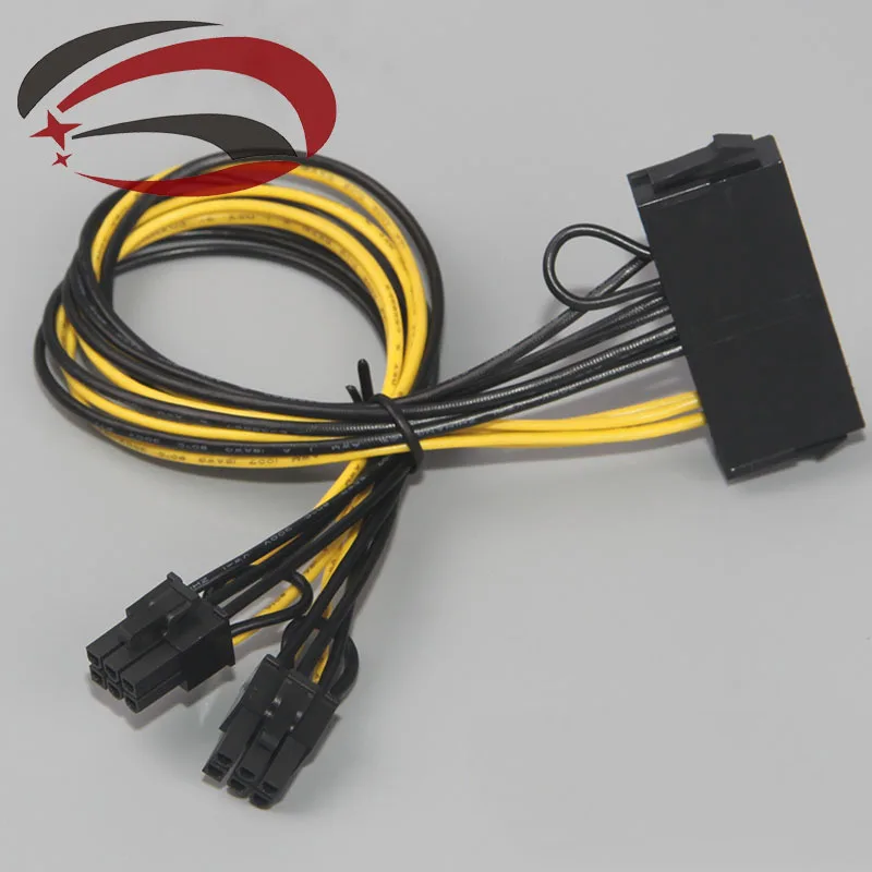 

PC PSU ATX 24-pin female to dual PCI-E 6-pin male converter adapter GPU power cable cord 18AWG 30cm jumper starter