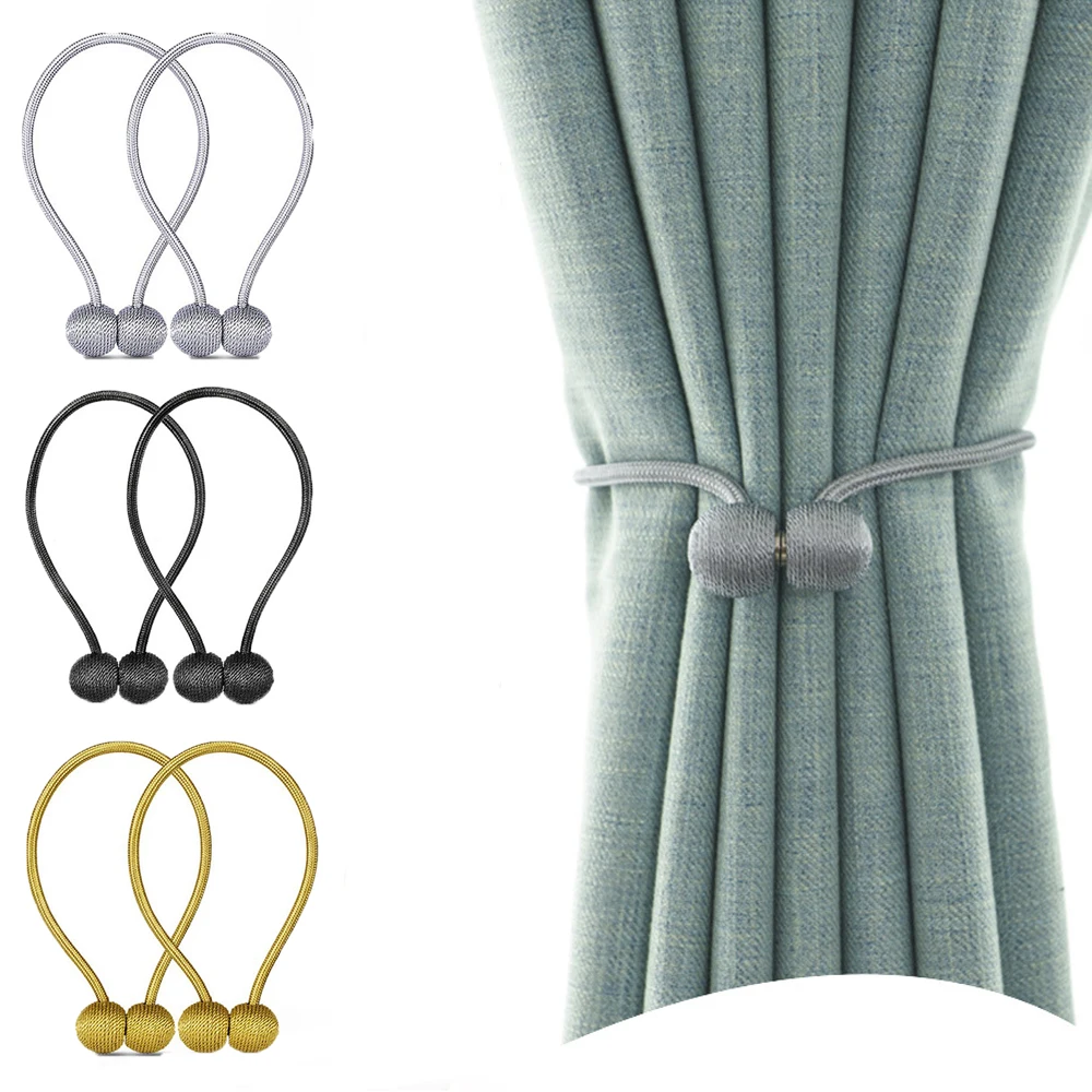 

8 Color Magnetic Pearl Ball Curtain Tiebacks Tie Backs Holdbacks Buckle Clips Curtain Rods Holder Room Accessories