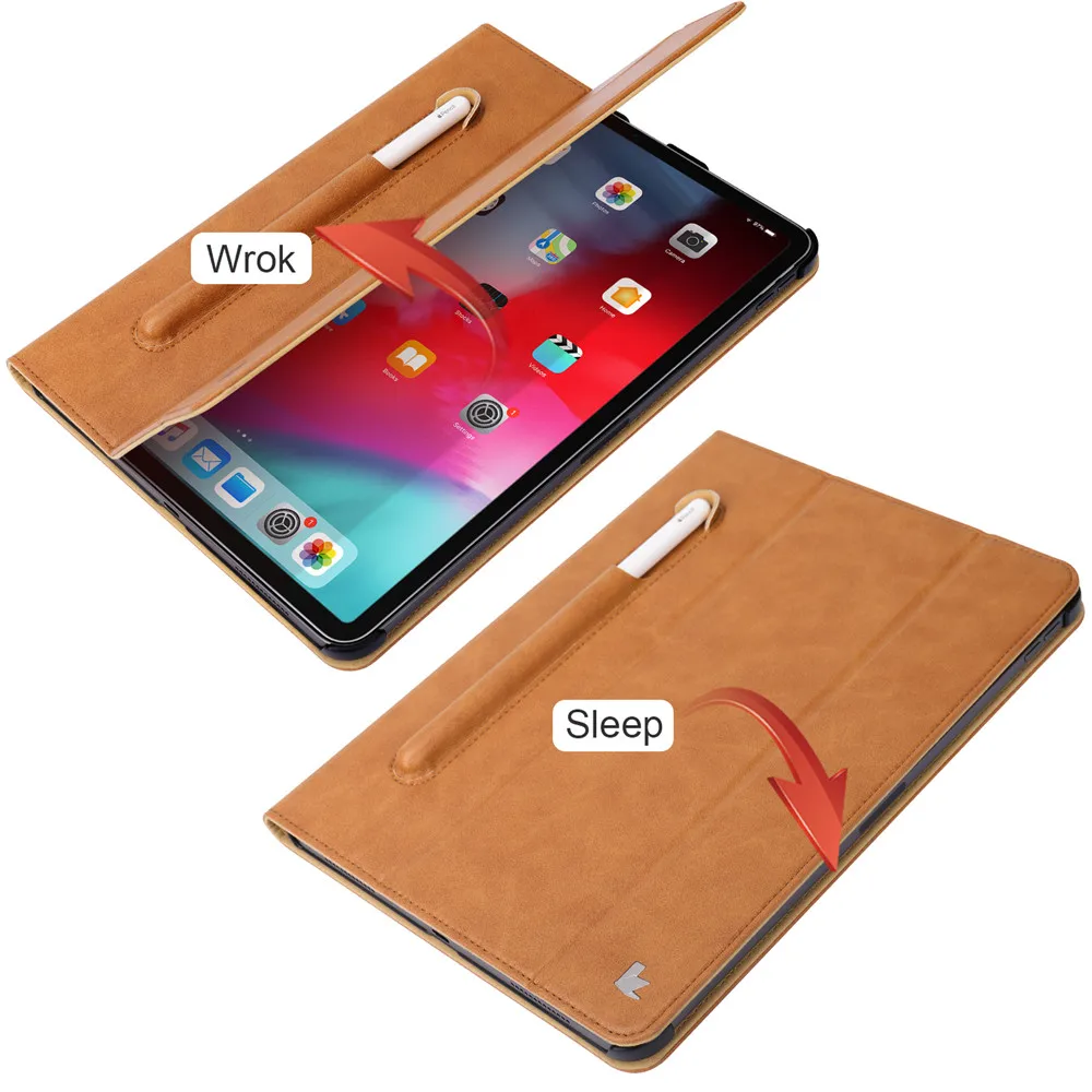 Jisoncase Smart Cover for iPad Pro 11 inch Microfiber Tablet Case with Pencil Slot for iPad Pro 11 inch 2018 New Business Style Jisoncase Smart Cover for iPad Pro 11 inch Microfiber Tablet Case with Pencil Slot for iPad Pro 11 inch 2018 New Business Style