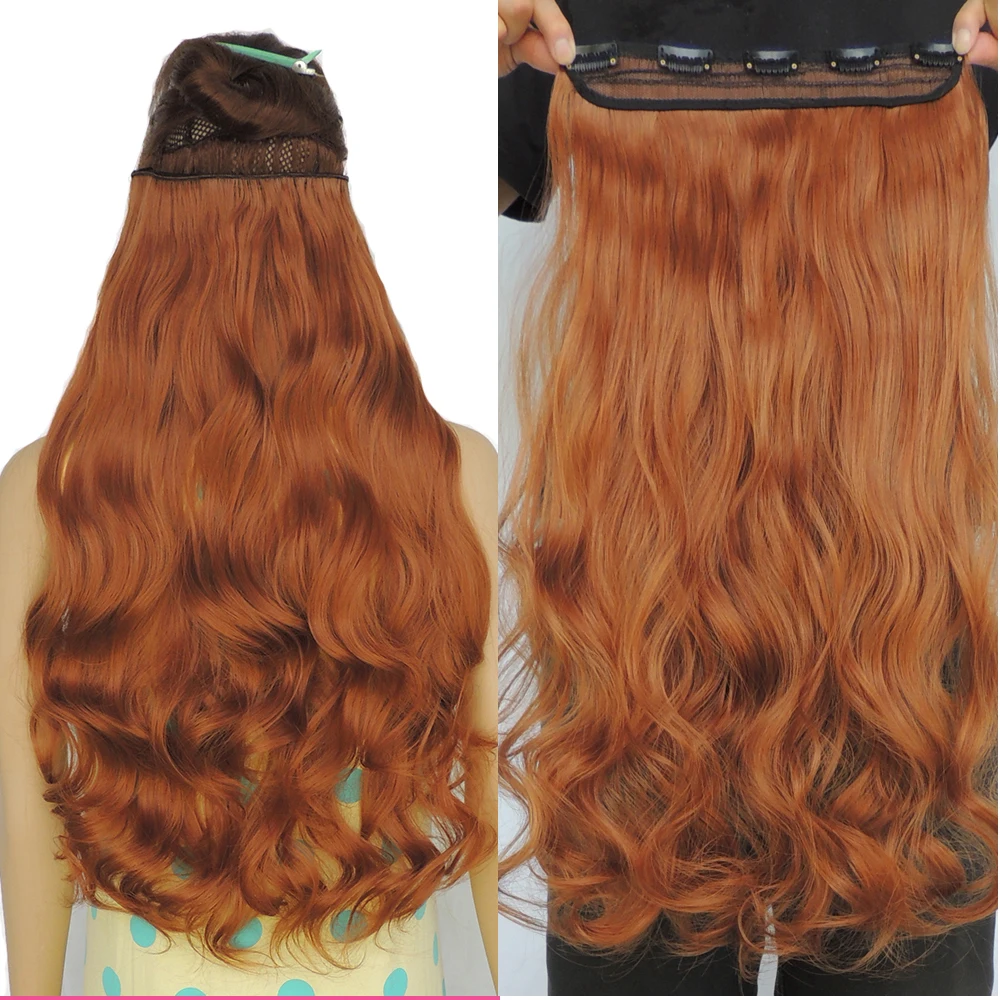 copper hair extensions 5 clip in synthetic weave extension 24 inch curly wavy extensiones