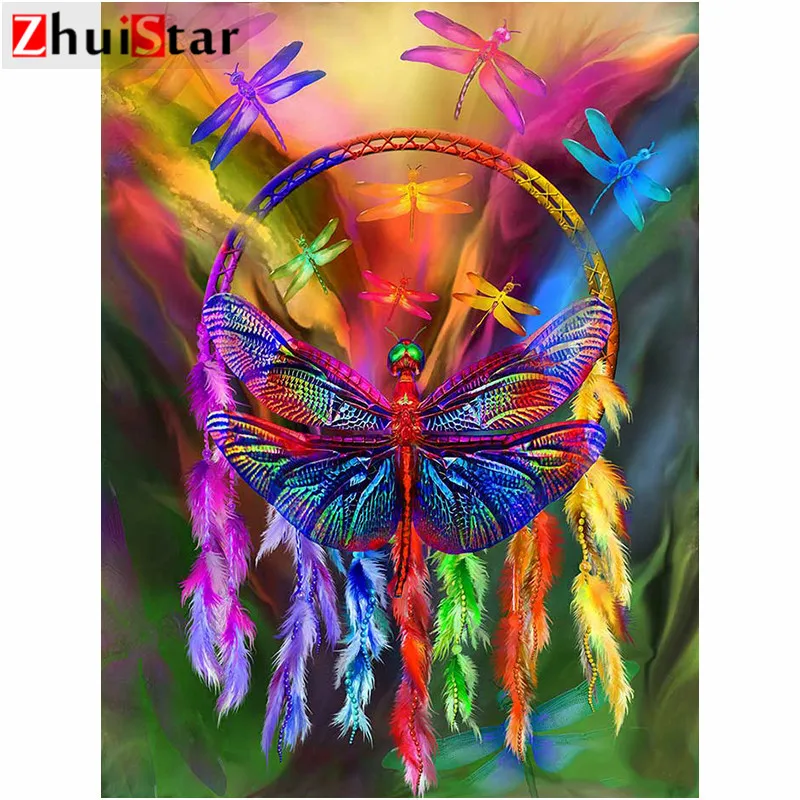 

5d diamond painting full square / round diamond embroidery colorful dragonfly rhinestone diy mosaic home decoration drop ship