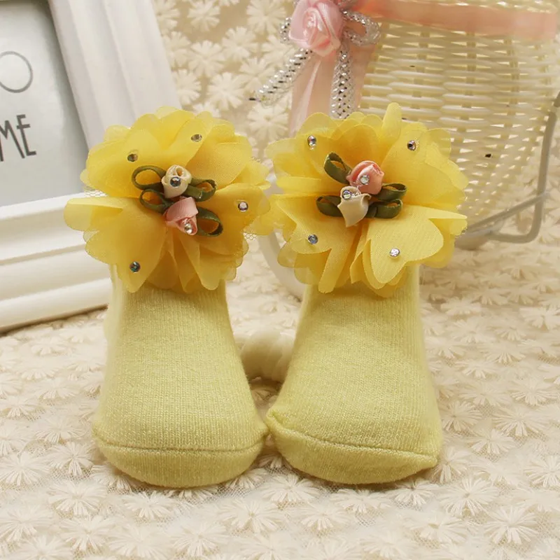 Cute Kids GirlS Princess Socks Beautiful Flower Newborn Infant Baby Girls Soft Socks