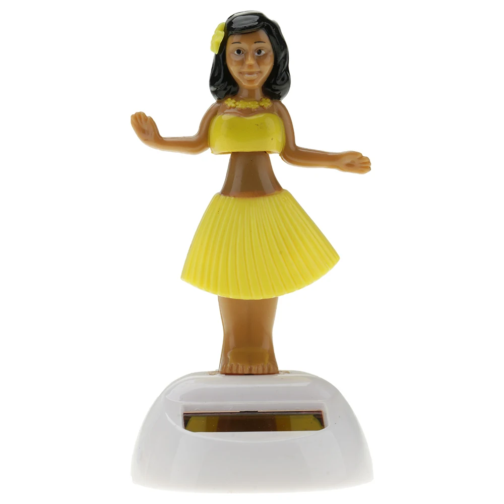 Пластиковые солнечные гавайский танец хула девушка качающаяся Танцующая игрушка - Цвет: Цвет: желтый