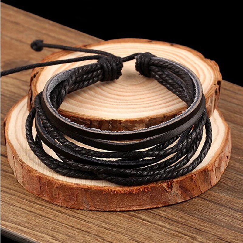

HOMOD New Handmade Rope Leather Bracelet Vintage Love Heart Wrap Wristband Bracelets bracelets & bangles For Women