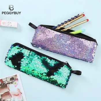 

Women Sequins Clutch Makeup Cosmetics Storage Bag Casual Student Travel Coin Purse Pen Bags Bolsas Feminina Saco 2019 New Female
