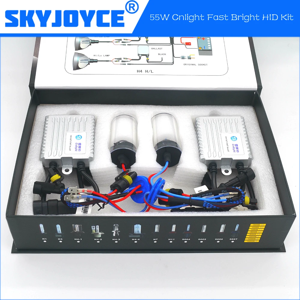 

2017 new SKYJOYCE Fast start hid xenon kit Cnlight brand H1 H7 5000K 6000K 55W super version hid headlight halogen replacement