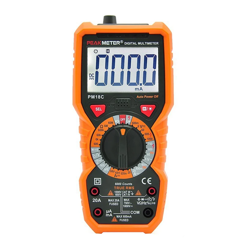 

PM18C Digital Multimeter Measuring Voltage Current Resistance Capacitance Frequency Temperature hFE NCV Live Line Tester