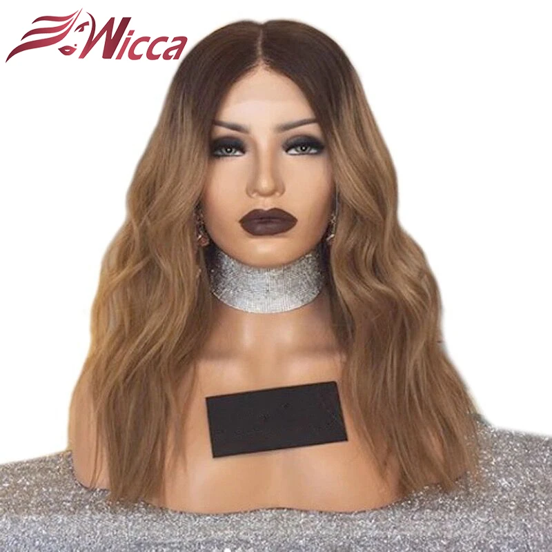 Wicca Brazilian Wavy 13x6 Lace Front Human Hair Wigs PrePlucked Honey Blonde Remy Hair Color Glueless Wig