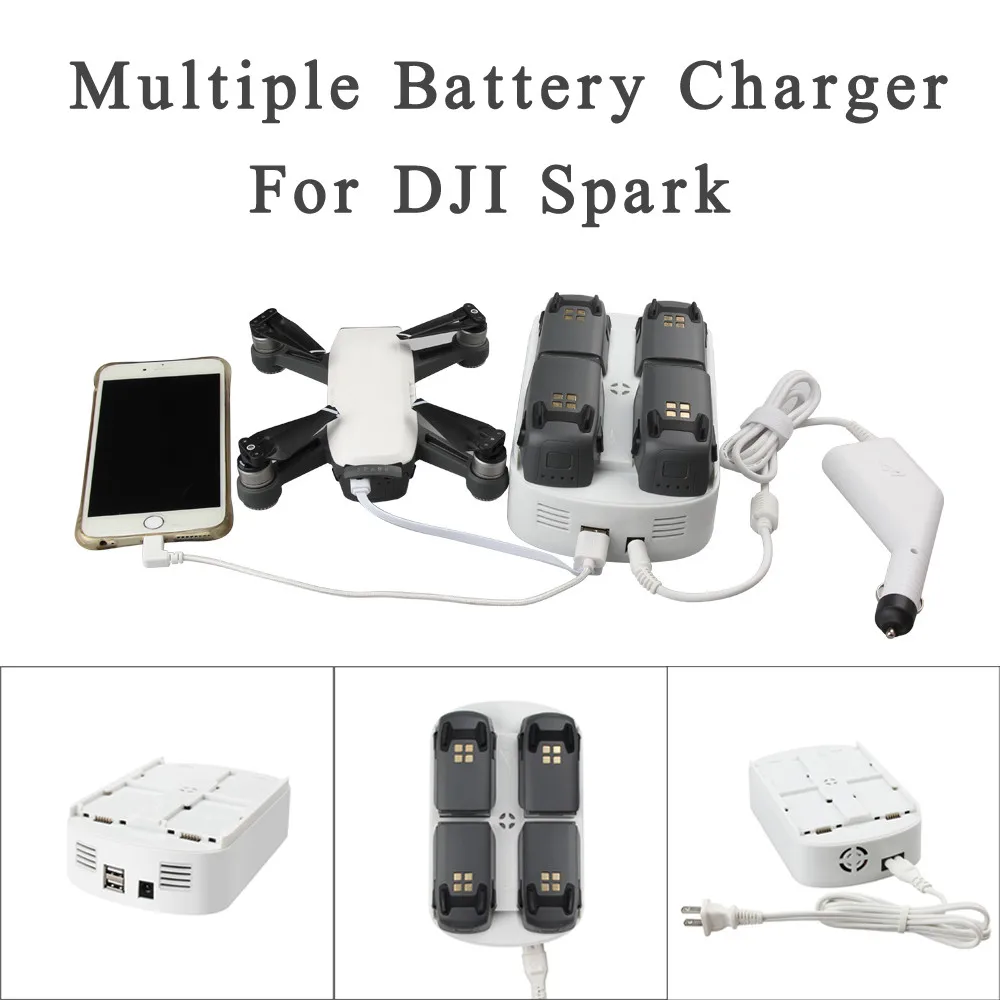 

7 In 1 Updated Intelligent Multiple Battery Charger Charging Hub and Car Charger for DJI Spark Battery Free Shipping