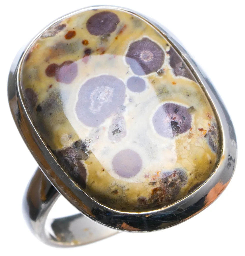 

Natural Leopard Skin Jasper Handmade Unique 925 Sterling Silver Ring, US size 7.5 X2475