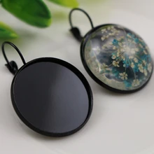 25 мм 10 шт черные покрытые французские Рычажные задние серьги пустые/основание, подходят 25 мм Стеклянные Кабошоны, пуговицы; серьги ободки(L5-03